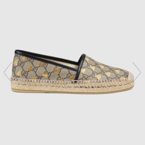 Gucci GG Supreme Gold Bees Espadrilles Size 42 New In Box! - Picture 5 of 5